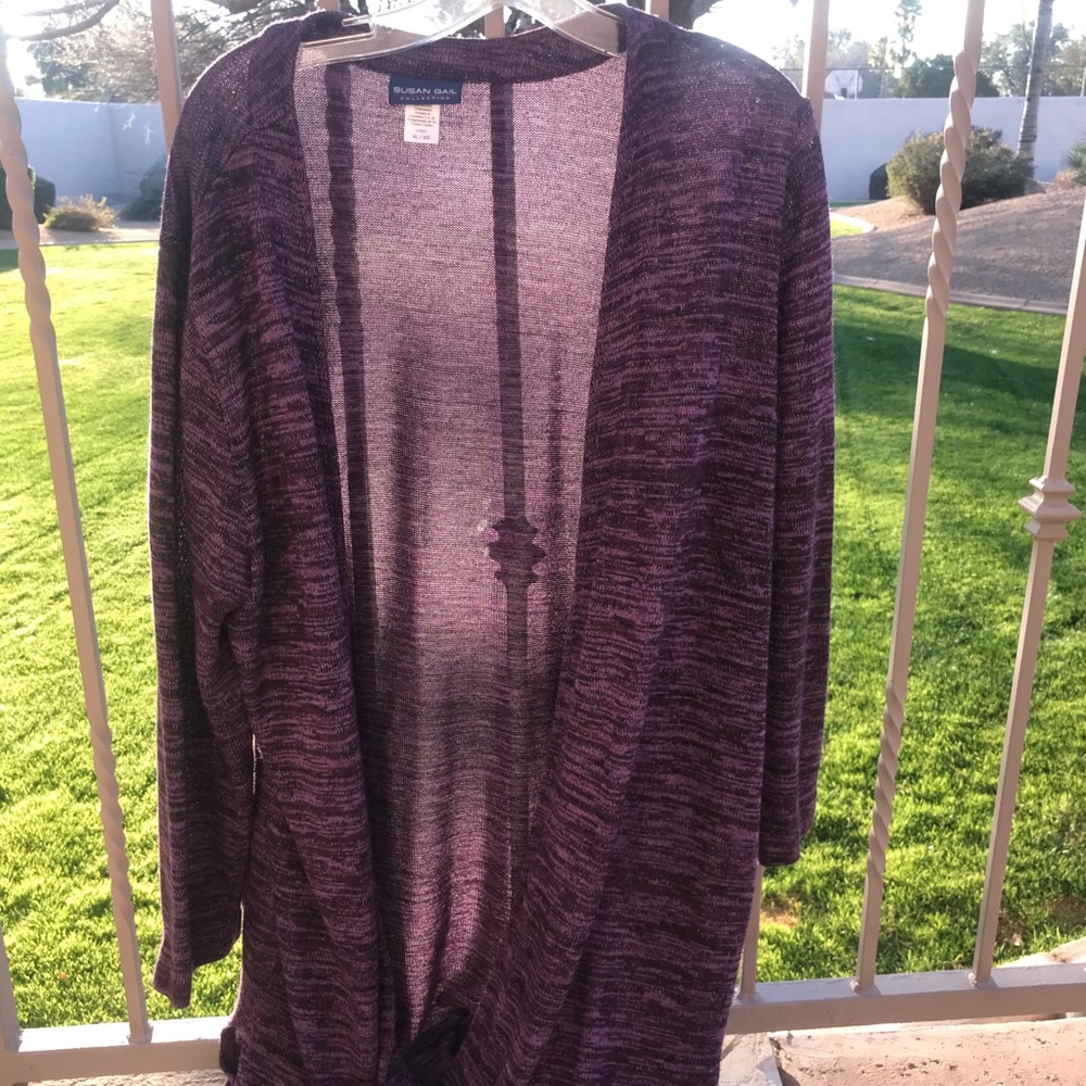 Susan Gail Long Purple Knit Cardigan
